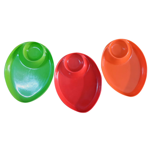 Melamine Designer Snacks Plate - Color: Green Red Orange