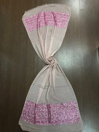 Many Sequin Border Silk Wool Hijab Scarf Shawls