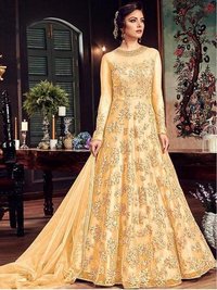 Maisha Collection - Heavy Net Embroidered Semi-Stitched Ethnic Wear, Max Size 44, 3.20 mtr Flair, Full Sleeve Design, Multi-Season Comfort Features