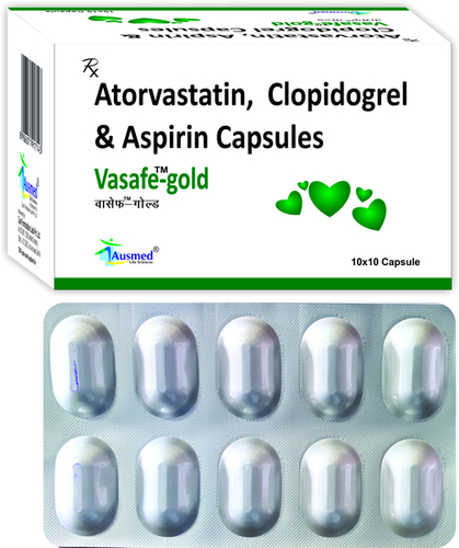 Atorvastatin Calcium  IP Eq. to Atorvastatin   10mg. (As Granules) + Clopidogrel Bisulphate  IP Eq. to Clopidogrel   75mg. (As Granules) + Aspirin  IP  75mg. (As Gastro Resistant Tablet)/VASAFE-GOLD.