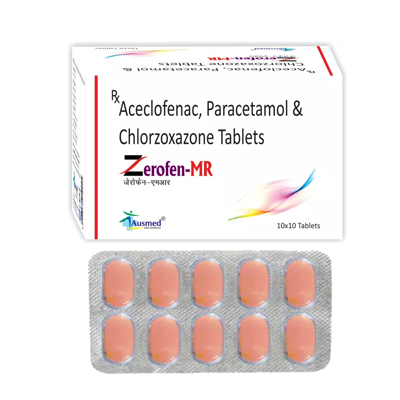 Aceclofenac IP 100mg + Paracetamol  IP 325mg + Chlorozoxazone USP 250mg./ZEROFEN-MR