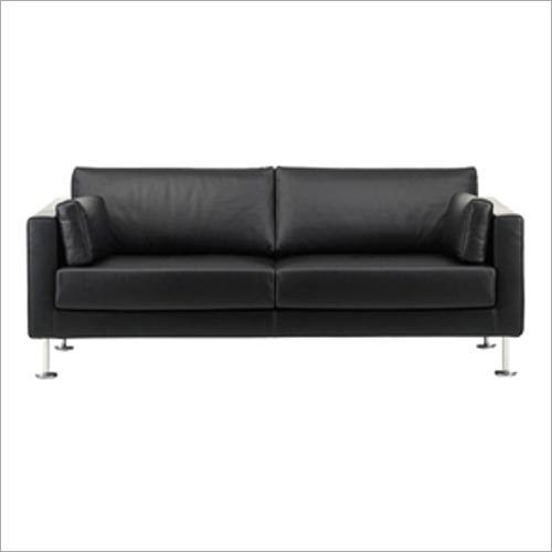 Three Seater Black Leather Sofa