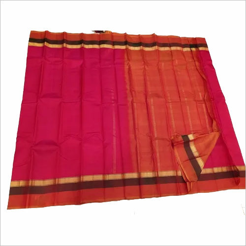 Sky Blue And Dark Brown Gadwal Silk Saree With Embroidered Borders | ViBha