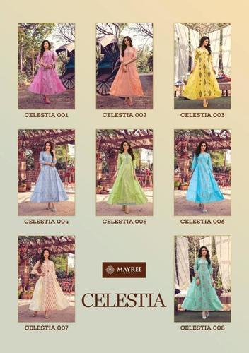 MAYREE-INDIA CELESTIA Collection - Cotton Mal Fabric, Sizes M-3XL | Three Layer Printed Heavy Mask, Washable, 3-4th Sleeve Style, Formal Design