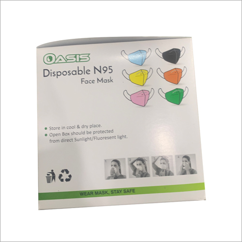 Disposable N95 Face Mask - Electrostatic Filter Media Standard Size Unisex for Multi-Purpose Use in Hospitals Clinics and Households