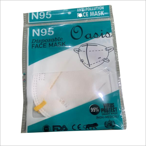 White Disposable N95 Face Mask - Non-Woven Fabric, Standard Size, Unisex | Suitable for Hospital, Clinic, Household Use, Effective Germ Protection