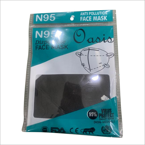 Black Disposable N95 Face Mask - Hypoallergenic, Standard Size, Matte Black | High Breathability, Comfortable Fit For Unisex Use In Hospitals, Clinics, Households