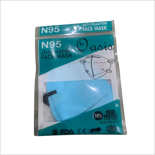 Sky Blue Disposable N95 Face Mask - Soft, Latex-Free Elastic Ear Bands, Adjustable Nose Clip | High Filtration Capacity, Unisex, Perfect Fit