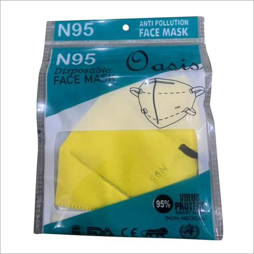Yellow Disposable N95 Face Mask - Nonwoven Fabric, Standard Size, Yellow Color | Unisex, Suitable for Hospital, Clinic, Household Use