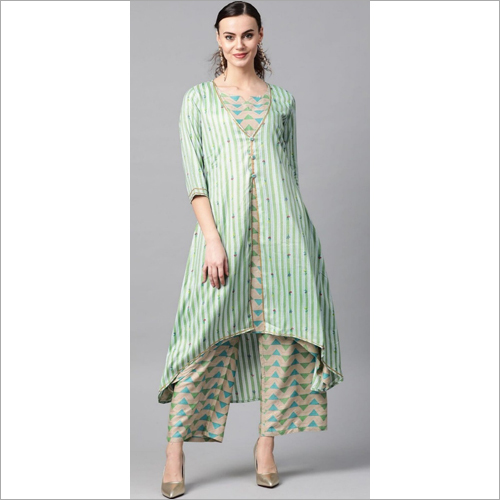 Ladies Double Layer Kurtis With Palazzo - Cotton Blend, Sizes S to XL | Colorfast, Breathable, Easy Care, Elegant Design