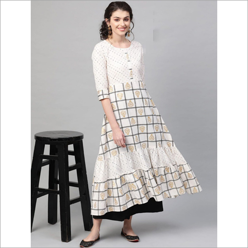 Ladies A Ling White Kurti With Palazzo - Cotton Blend, Sizes S to XL, Ivory White | Washable, Lightweight, Sweat Absorbent, Casual Wear