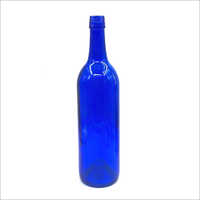 Painted Blue Empty Cylindrical Glass Bottle
