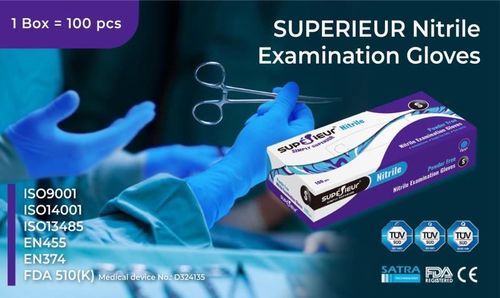 Nitrile Examination Gloves - Powder Free, Latex Free, Blue Nitrile Material | FDA & CE Certified, All Max Approved