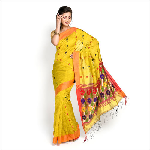 Ladies Orange Border Handloom Saree