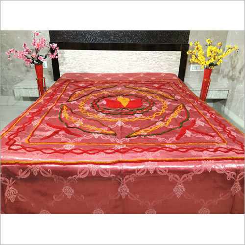 Blush Coloured Batik Printed Double Bed Cover