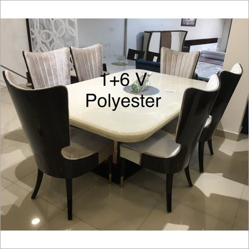 6 Seater Three Step Table With Side Rose Gold Glass Dining Set By ARV INTERIORS
