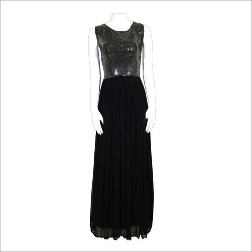 Women Black And Steel Design Gown