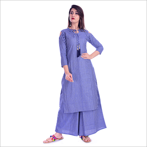 ZNX4EVER.COM | Printed Cotton A-Line 3/4 Sleeve Cold Shoulder Kurti | FREE  SHIPPING – Znxclothing