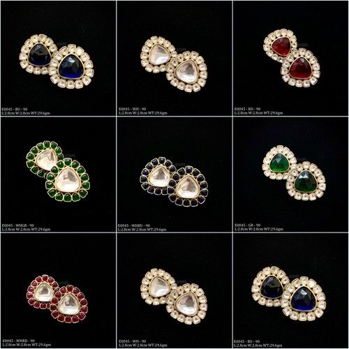 Stylish Hand Seting Kundan Studs