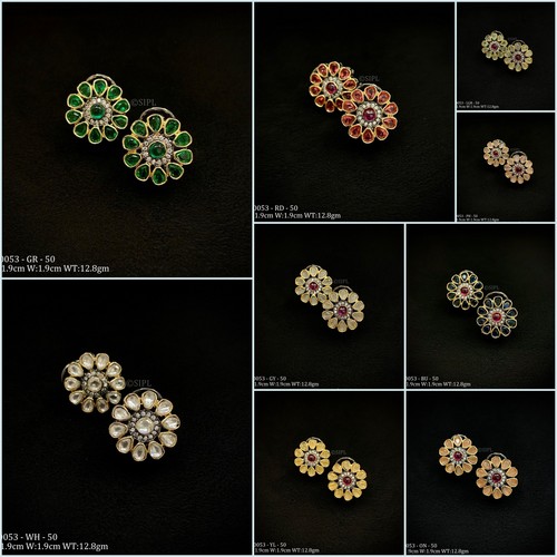 Brass Metal Beautfiul Designer Kundan Studs