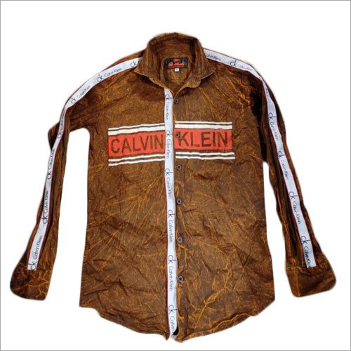Mens Long Sleeve Striped Side Printed Shirts