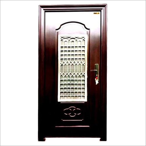 Steel Finished Exterior Door - 81x42 Inches 70 mm Thick Brown Wood for Commercial Use