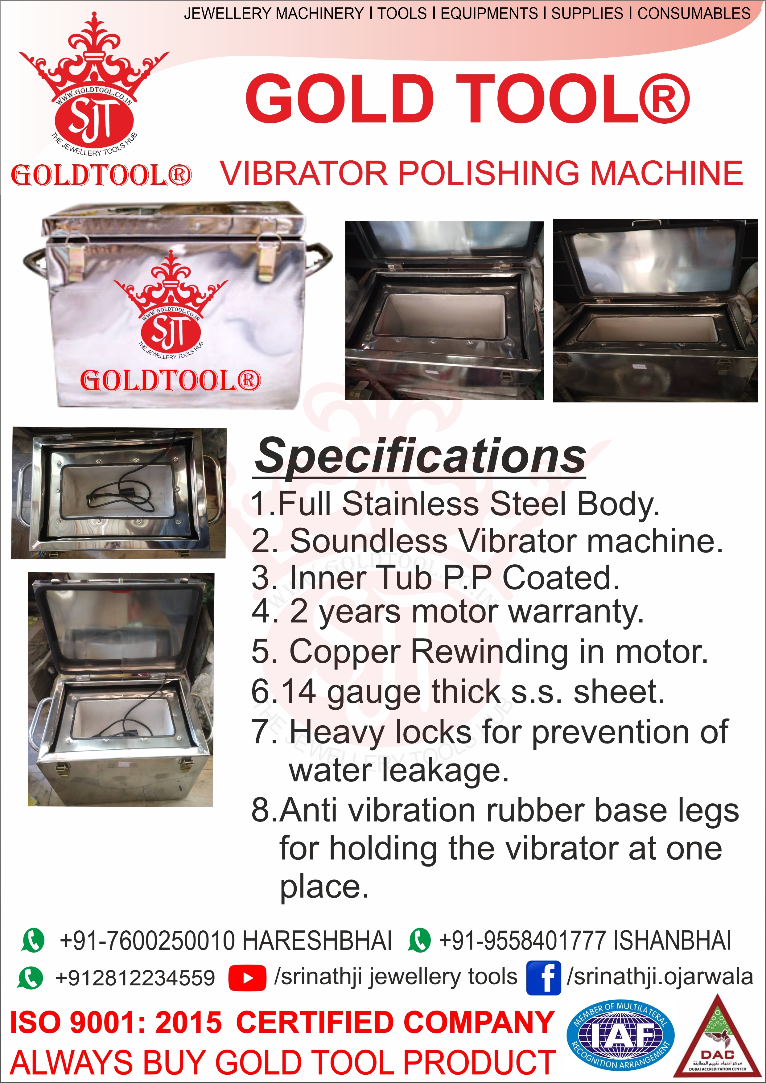 Gold Tool Jewellery Vibrator Polishing Finisher Drum Machine