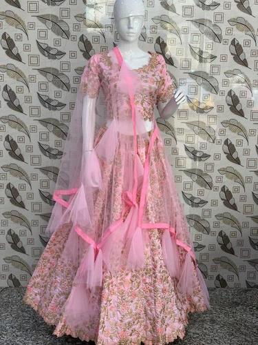 Pink Bridal Net Lehangas Collections