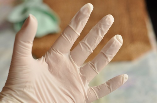 Curad Powder-Free Textured Latex Exam Gloves - 9-12mm Length Blue/White Color | Waterproof Disposable Sterilized