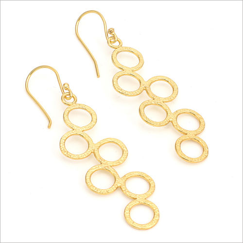 925 Sterling Silver Metallic Hand Textured Oxidized & Yellow Gold Plated Dangler Earring