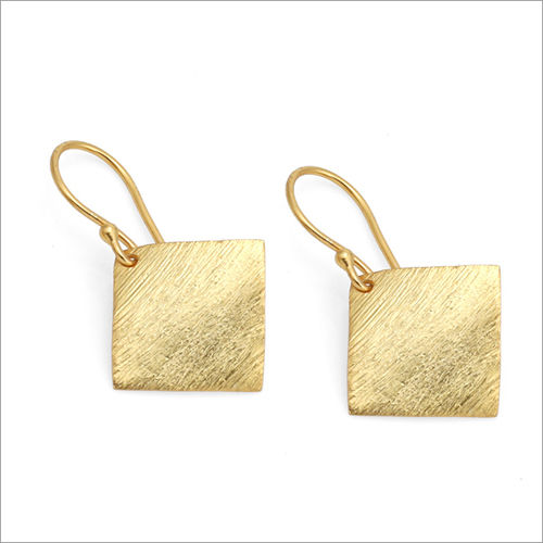 925 Sterling Silver Metallic Hand Textured Oxidized & Yellow Gold Plated Drop Earring