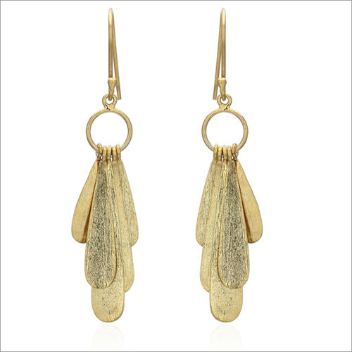 925 Sterling Silver Metallic Hand Textured Oxidized & Yellow Gold Plated Dangle & Drop Earring