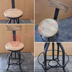 Iron and Wooden Bar Chair