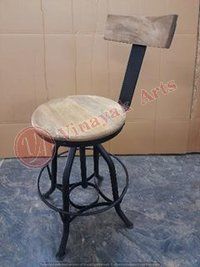 Iron and Wooden Bar Chair