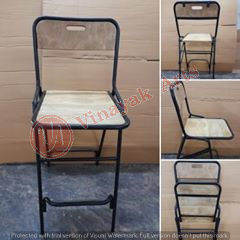 Black Brown Iron And Wooden Folding Bar Chair