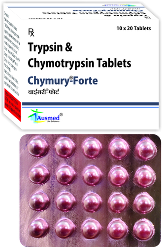 1,00,000 Armour units of enzymatic activity (supplied by a purified concentrate which  has specific trypsin and chymotrypsin acitivity in a ratio of approximately six to one)/CHYMURY-FORTE