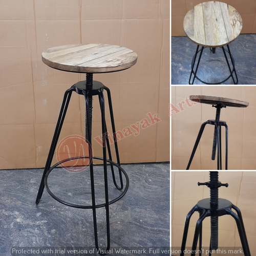 Iron Stool With Wooden Top