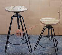 Iron Stool With Wooden Top