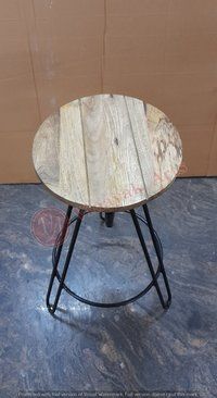 Iron Stool With Wooden Top