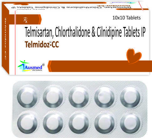 Telmisartan IP  40 mg. +  Chlorthalidone IP 12.5mg. + Cilnidipine IP 10mg./TELMIDOZ-CC