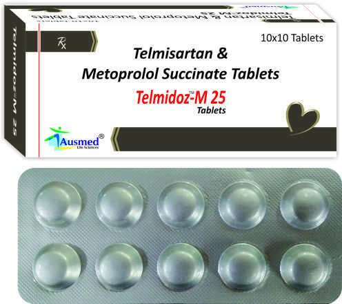 Telmisartan IP 40 mg. + Metoprolol Succinate IP   23.75mg. + eq. to Metoprolol Tartarate    25mg/TELMIDOZ-M 25