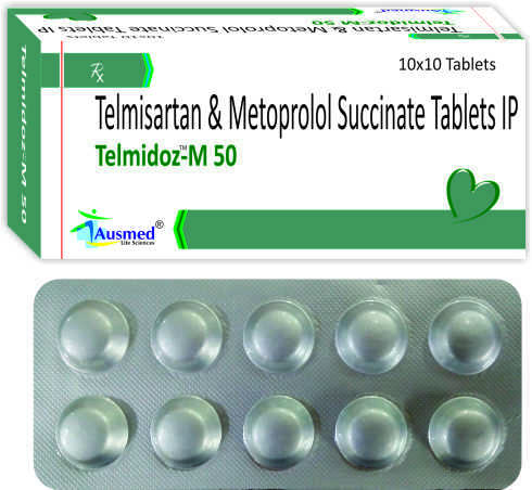 Telmisartan IP 40 mg. + Metoprolol Succinate IP 23.75mg. + eq. to Metoprolol Tartarate 25mg/TELMIDOZ-M 25