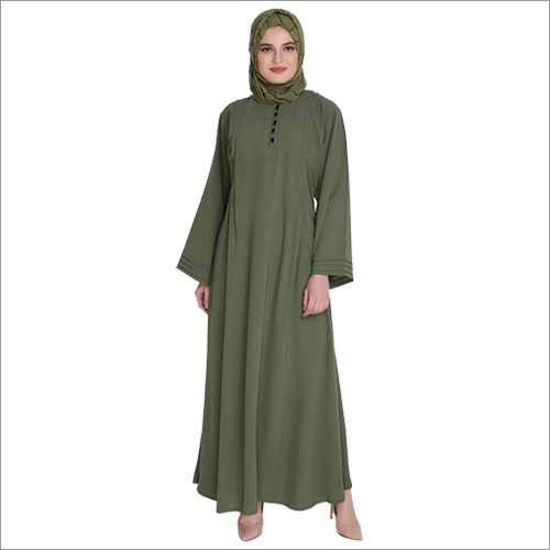 Green Pleated Abaya