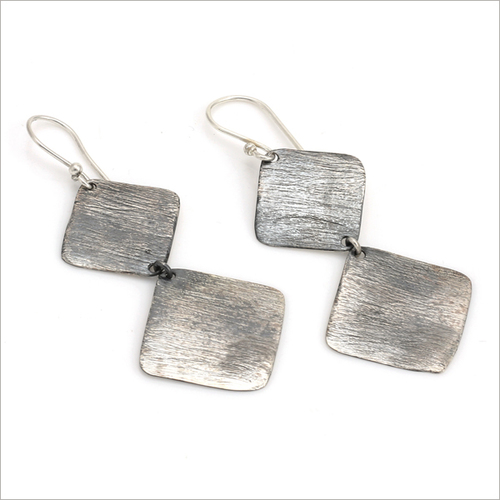 Brass Metallic Hand Textured Oxidized & Yellow Gold Plated Dangle & Drop Earring