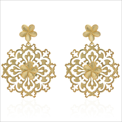 Brass Metallic Hand Textured Oxidized & Yellow Gold Plated Dangle & Drop Earring