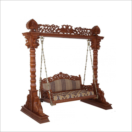Traditional Wooden Swing - Sheesham Wood, 60x40x180 cm, Brown | Hand-Carved, Durable, Ornate Design, Indoor/Outdoor Relaxation