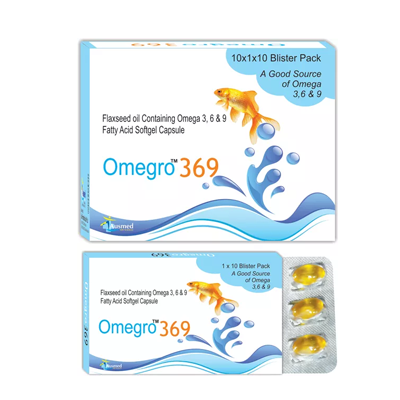 Omega 3, Omega 6, Omega 9 Essential Fatty Acids Derived From Flax Seed Oil 500Mg/Omegro-369 General Medicines