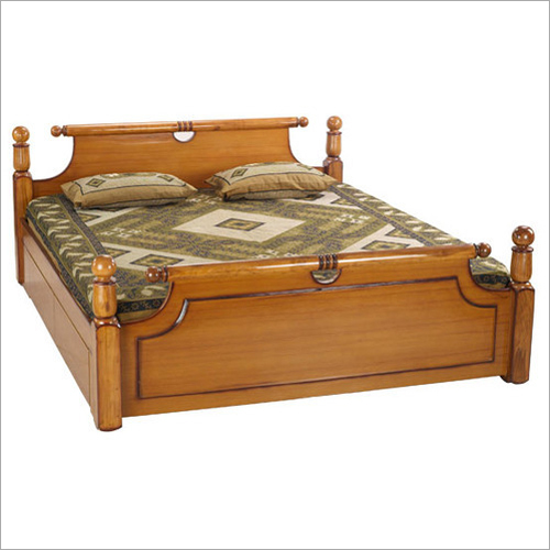 Wooden Modern Bed - Solid Wood, King Size, Brown Color | Polished Finish, Under Bed Storage, 1 Year Warranty, 100 kg Weight