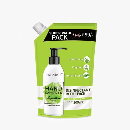 PALMIST HAND SANITIZER REFILL PACK 300ML - Herbal Gel, 300mL Volume, Transparent Color | Moisturizing & Natural Ingredients, Available in Brace, Signature, Tizuka Fragrances