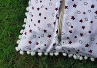 Kirti Finishing  White Stars Cotton Cushion Cover with Pom Pom 16 inches Set of 5